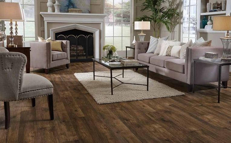 dark laminate living room traditional flooring